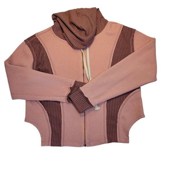 POL Pink and Mauve Waffle Knit Full Zip Hooded Jacket Sweatshirt Women's Small - Picture 12 of 12